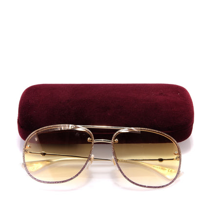 Gucci Metal Glitter Aviator Sunglasses G0227S Pink Gold 8 of 8