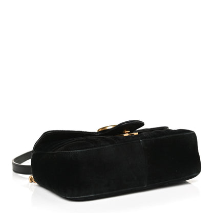 Gucci Velvet Matelasse Mini GG Marmont Shoulder Bag Black 4 of 13