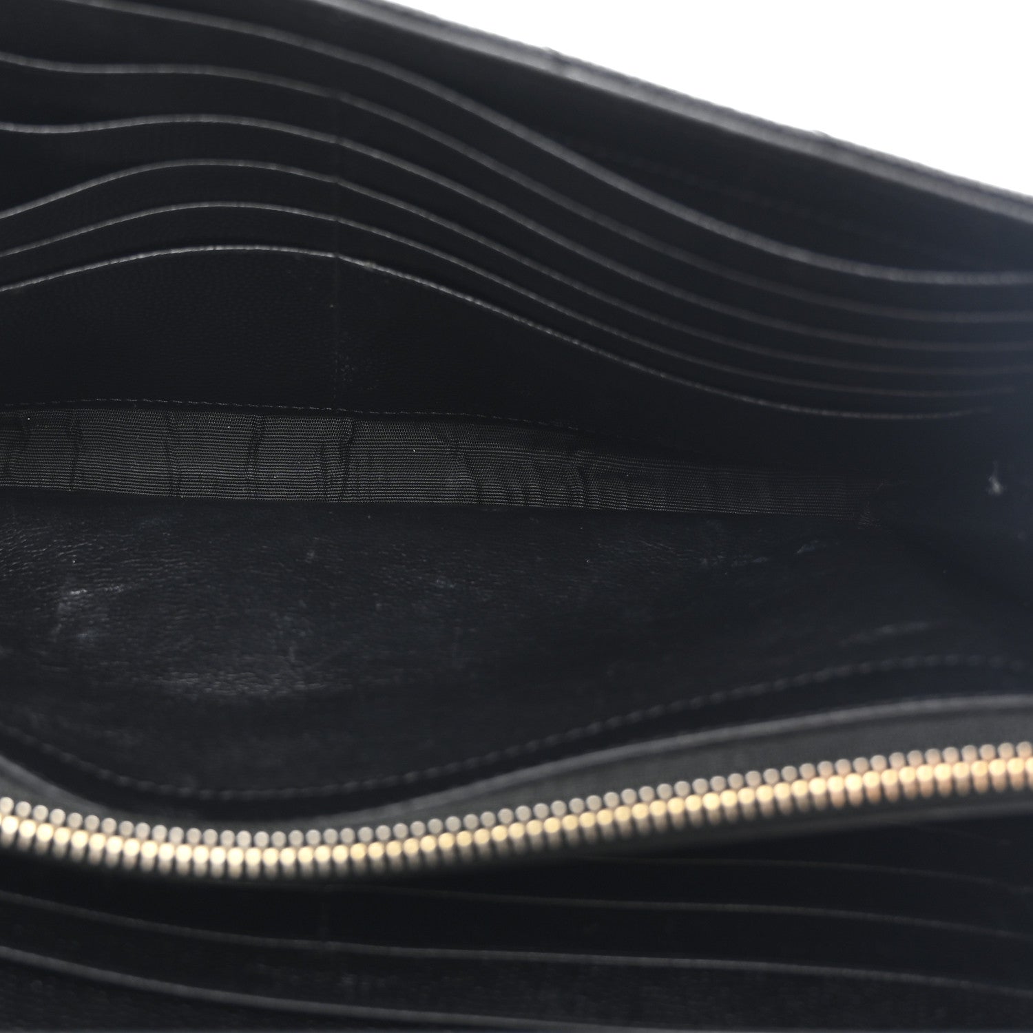 Saint Laurent Grain De Poudre Matelasse Chevron Monogram Chain Wallet Black 5 of 12