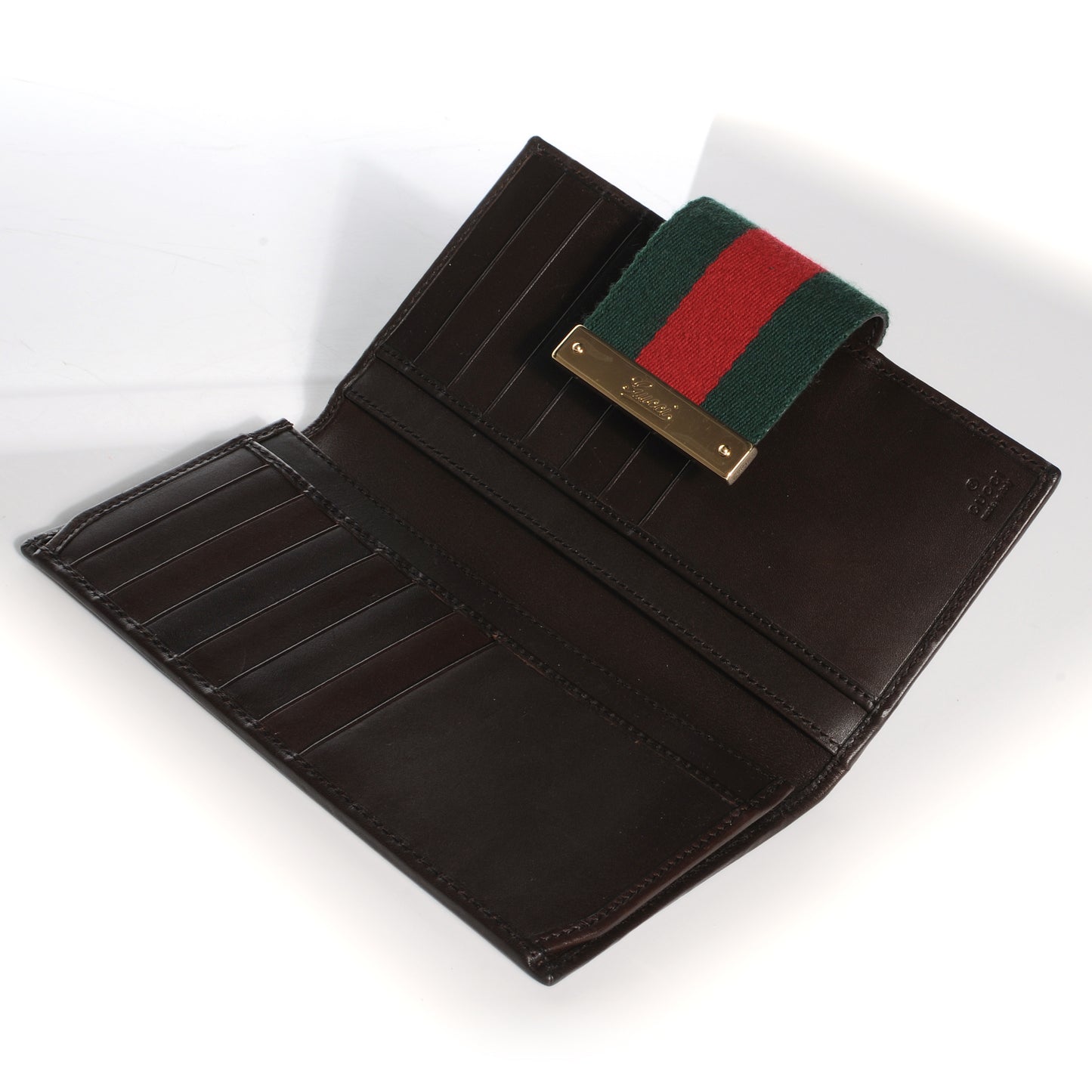 Monogram Calfskin Ladies Web Continental Wallet Beige Ebony Cocoa