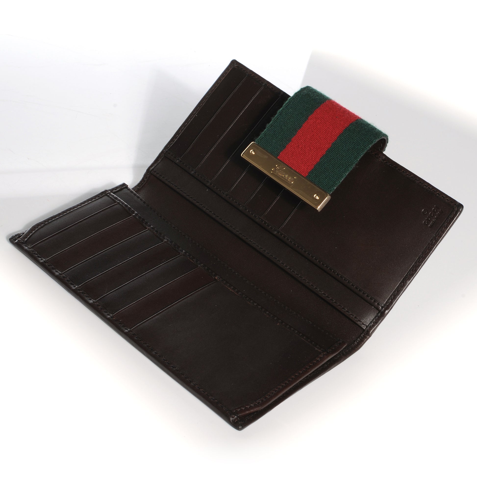 Gucci Monogram Calfskin Ladies Web Continental Wallet Beige Ebony Cocoa 4 of 7