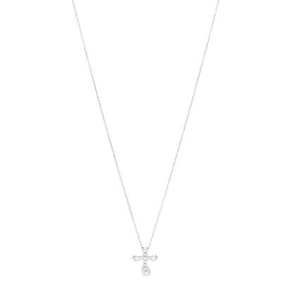 Tiffany Platinum Diamond 16mm Elsa Peretti Cross Pendant Necklace 1 of 5