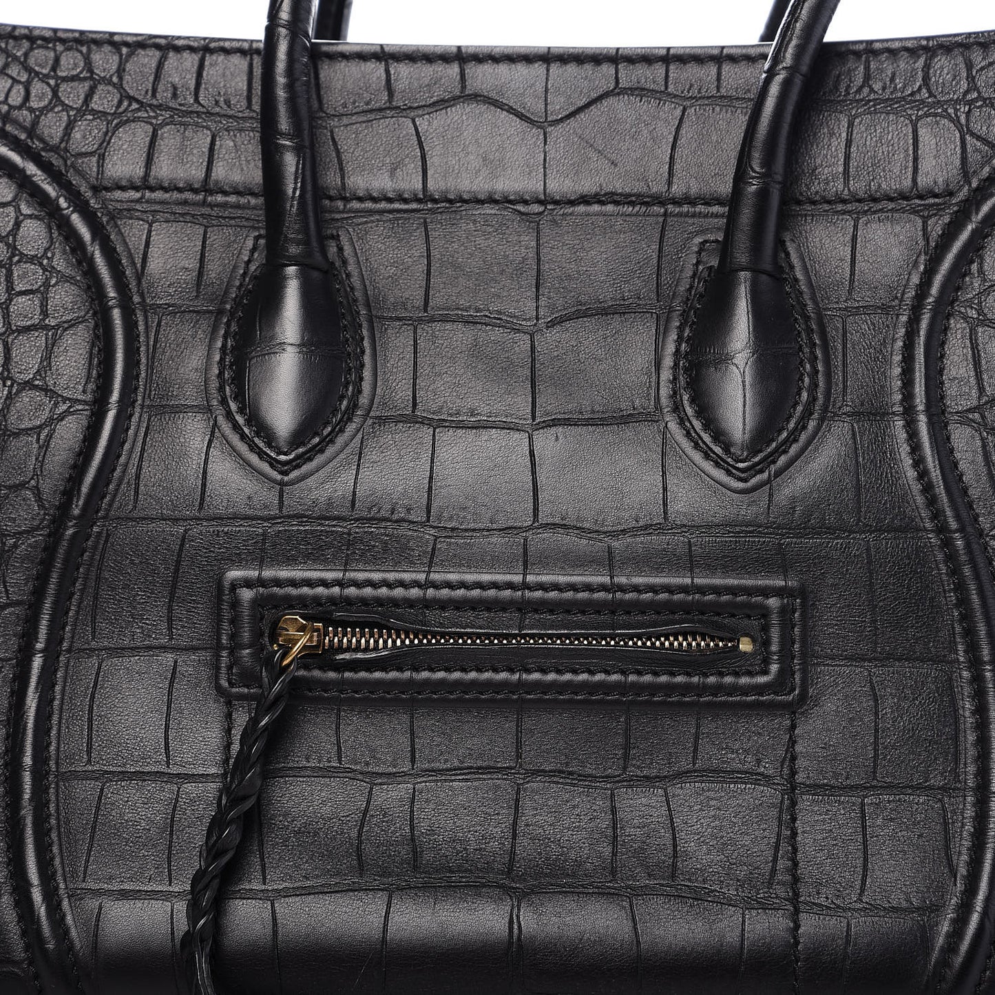 Crocodile Embossed Calfskin Medium Phantom Luggage Black