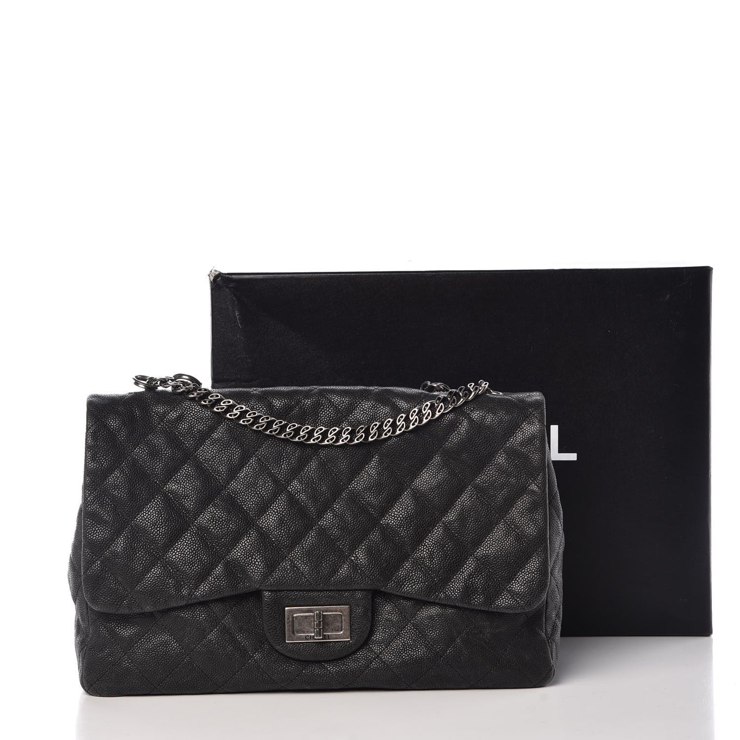 Washed Caviar Quilted 2.55 Reissue 227 Bijoux Chain Flap Black