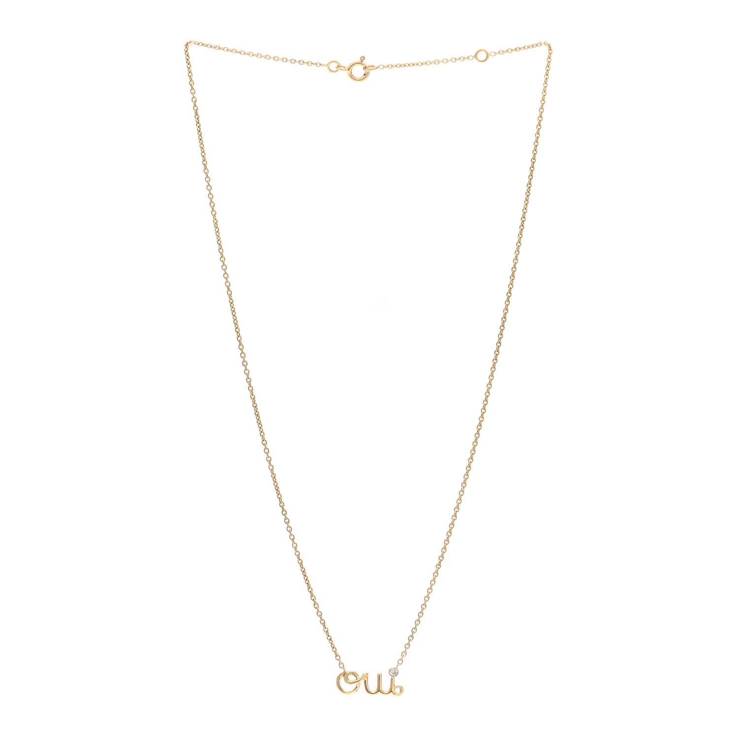 Christian Dior 18K Yellow Gold Diamond Oui Pendant Necklace 3 of 5