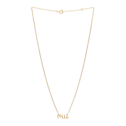 Christian Dior 18K Yellow Gold Diamond Oui Pendant Necklace 3 of 5