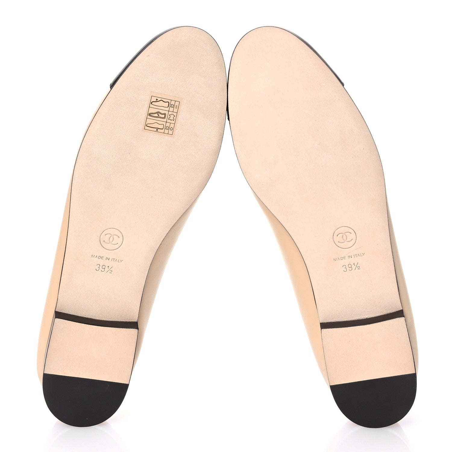 Chanel Lambskin Cap Toe CC Ballerina Flats 39.5 Beige Black 5 of 8