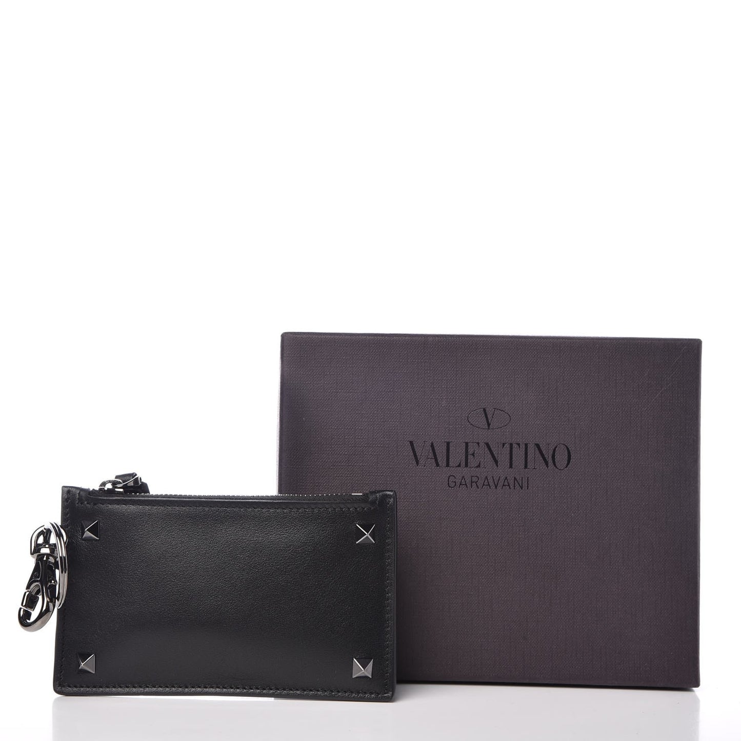 Vitello Rockstud Key Coin Case Card Holder Black