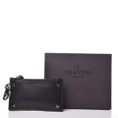 Valentino Garavani Vitello Rockstud Key Coin Case Card Holder Black 9 of 9