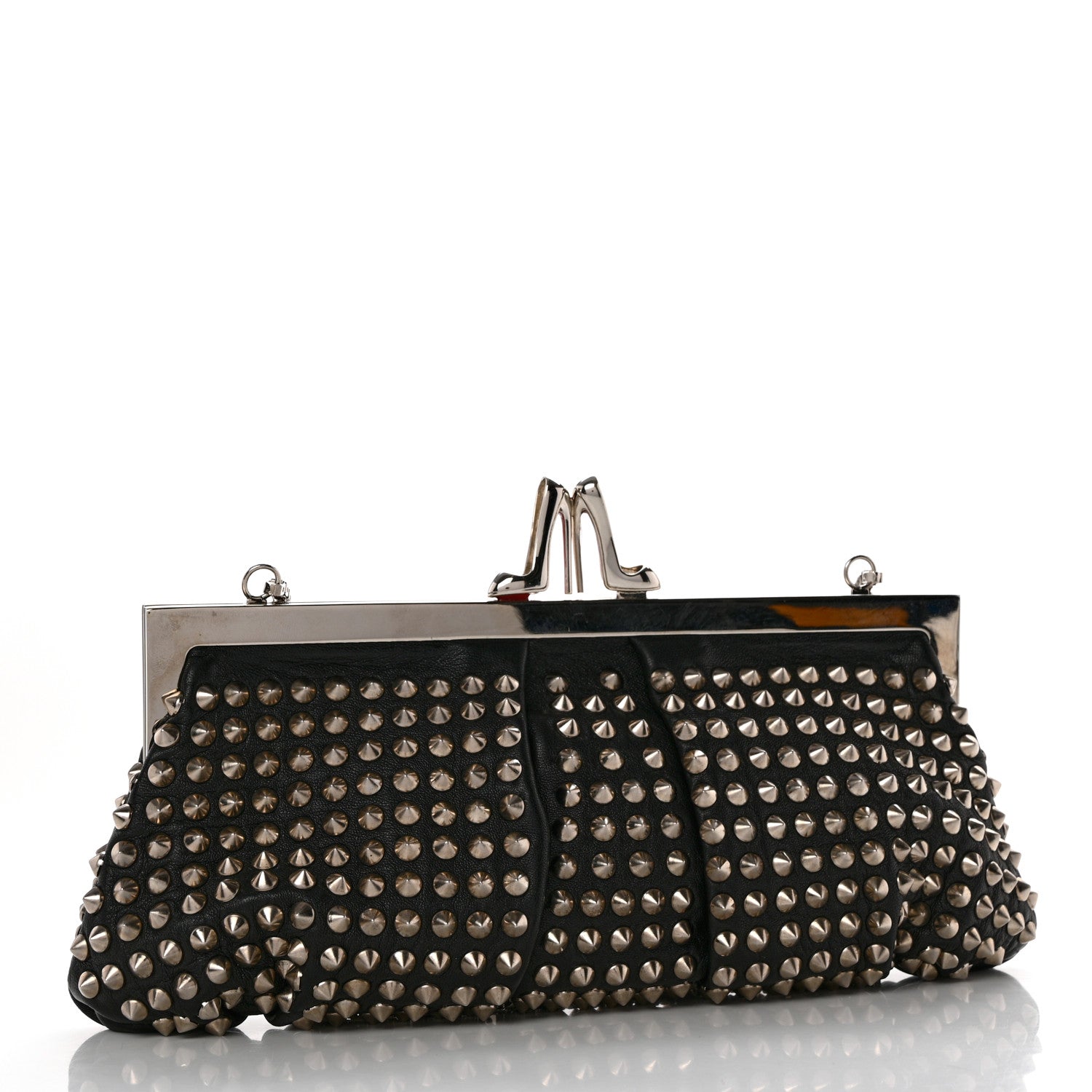 Christian Louboutin Calfskin Studded Clutch Black 3 of 8