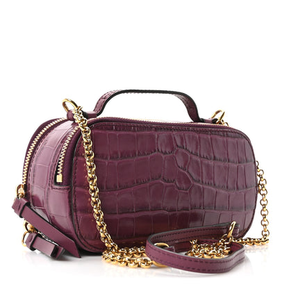 Chloe Calfskin Crocodile Embossed Mini C Vanity Bag Crushed Violet 3 of 10
