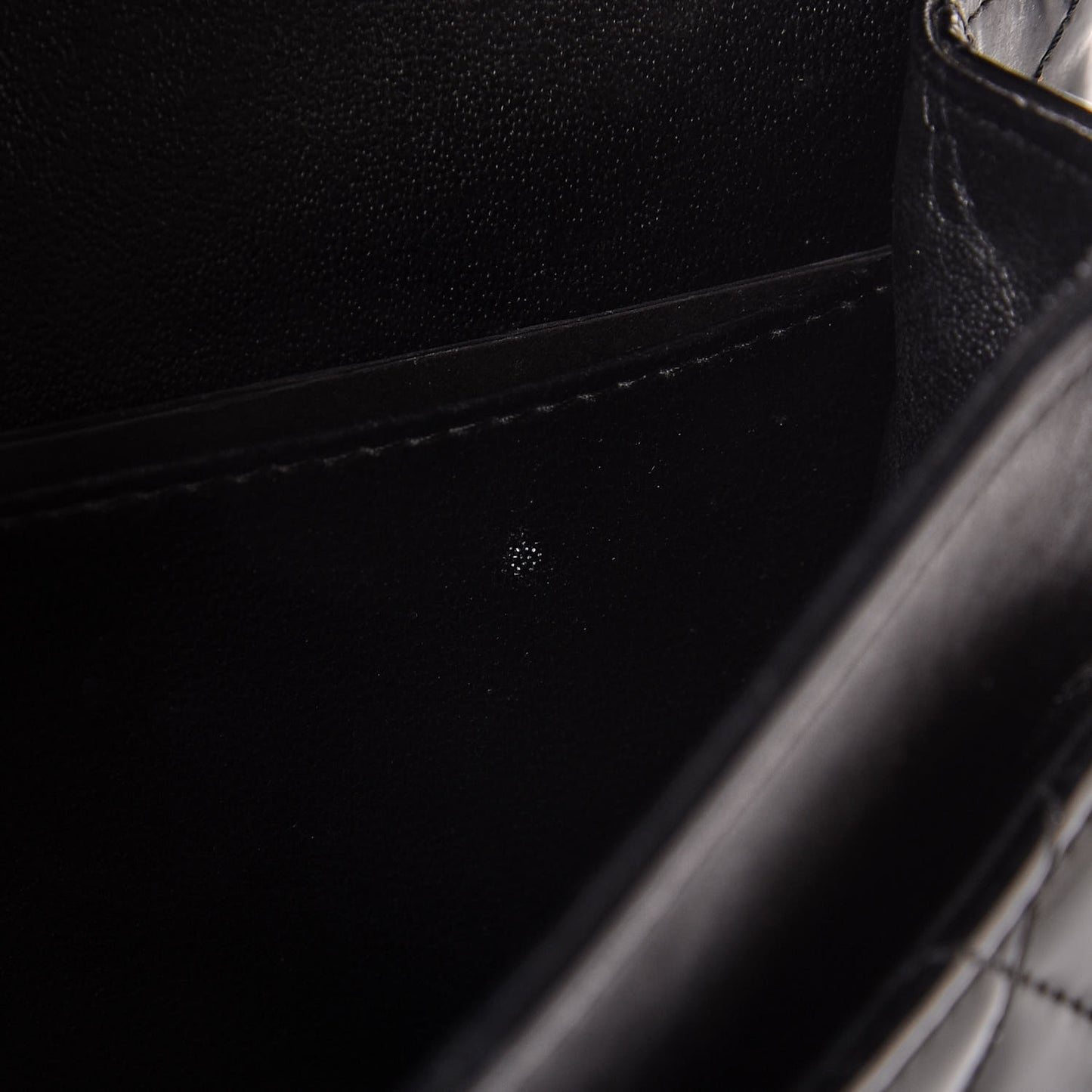 Patent Quilted Medium Double Flap Black