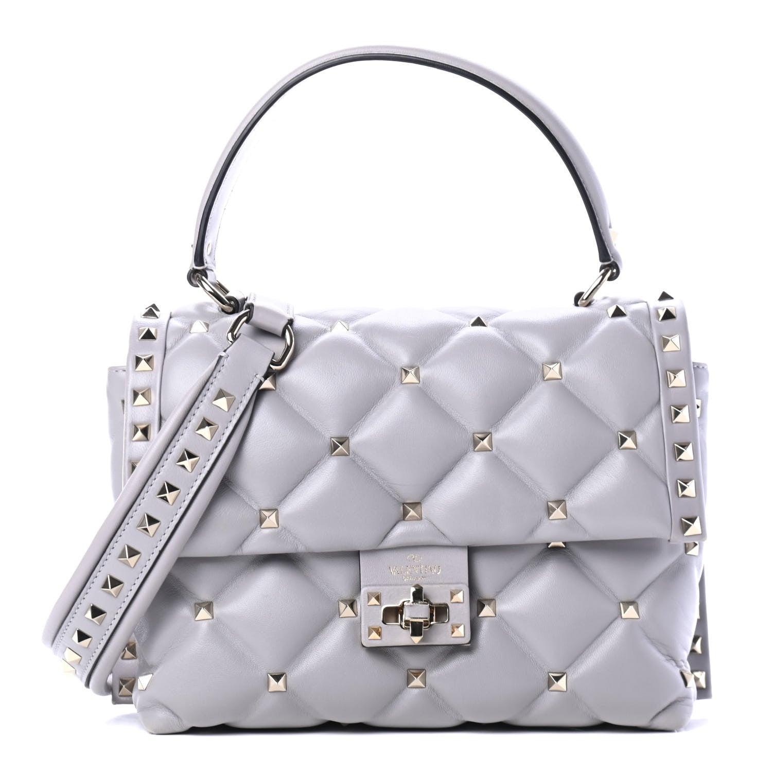 Valentino Garavani Nappa Medium Candystud Top Handle Bag Pastel Grey 1 of 4