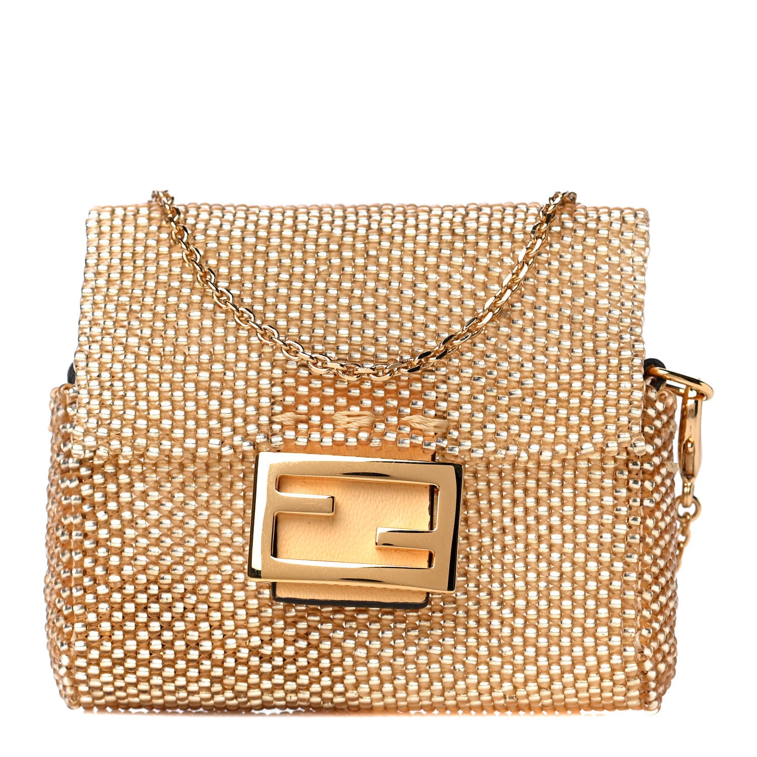 Fendi Glass Vitello King Beaded Mini Pico Baguette Charm Semolino 1 of 13