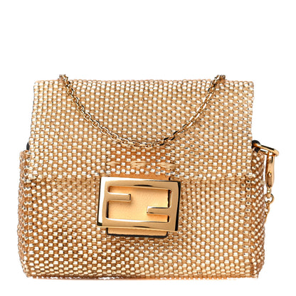Fendi Glass Vitello King Beaded Mini Pico Baguette Charm Semolino 1 of 13