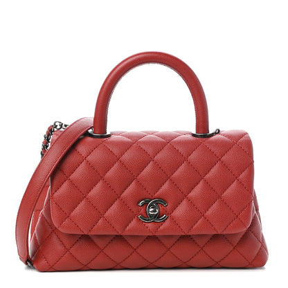 Chanel Caviar Quilted Mini Coco Handle Flap Dark Red 1 of 9