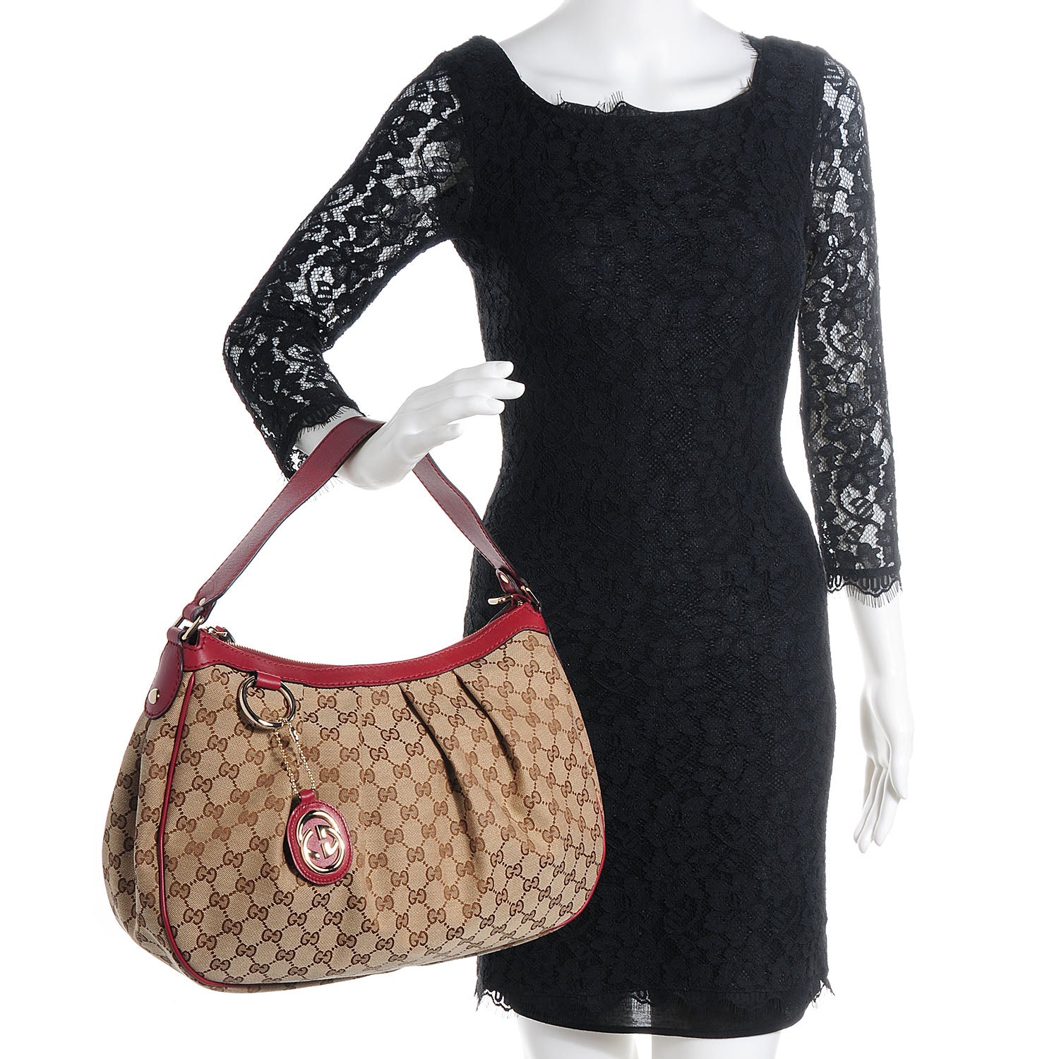 Gucci Monogram Medium Sukey Hobo Red 2 of 11