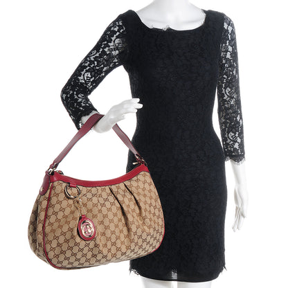 Gucci Monogram Medium Sukey Hobo Red 2 of 11