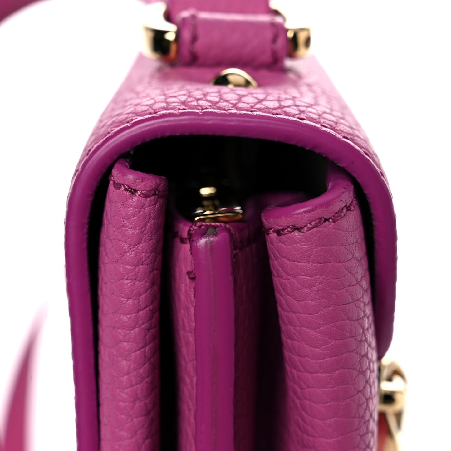 Grained Calfskin Mya Flip Lock Shoulder Bag Pink