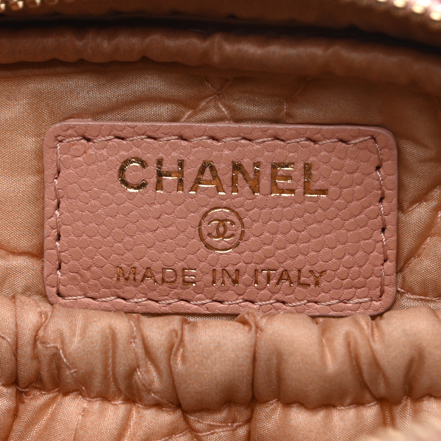 Chanel Caviar Camellia Embossed Small Cosmetic Case Nude 6 of 10