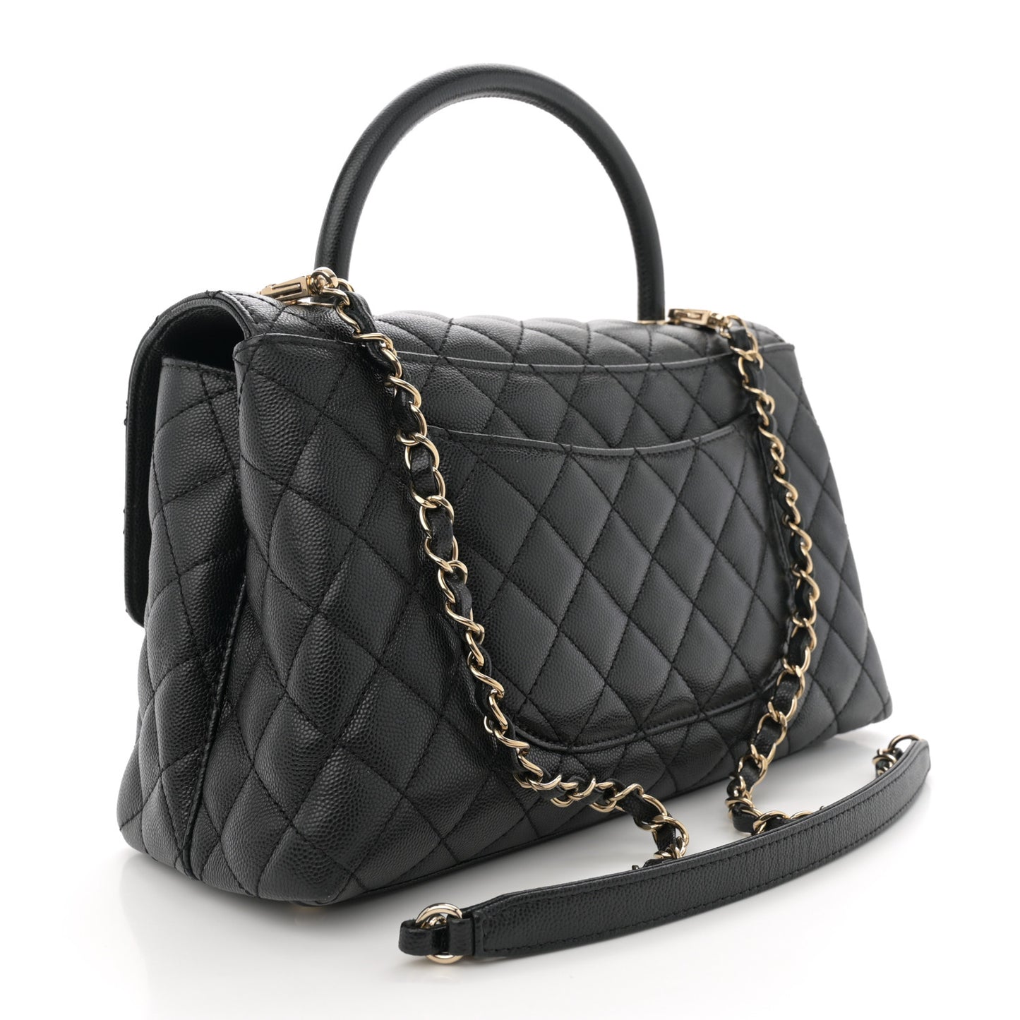 Caviar Quilted Small Coco Handle Flap Black