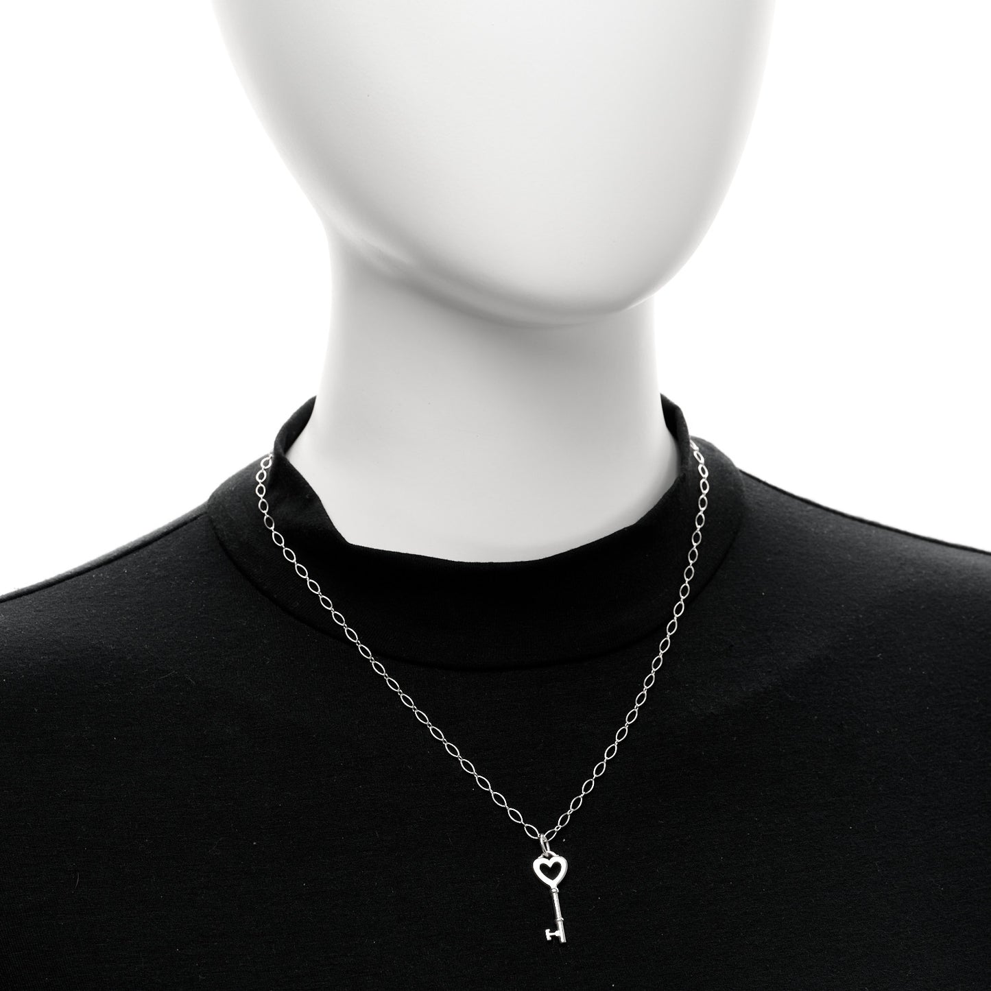 Sterling Silver Small Heart Key Pendant Necklace