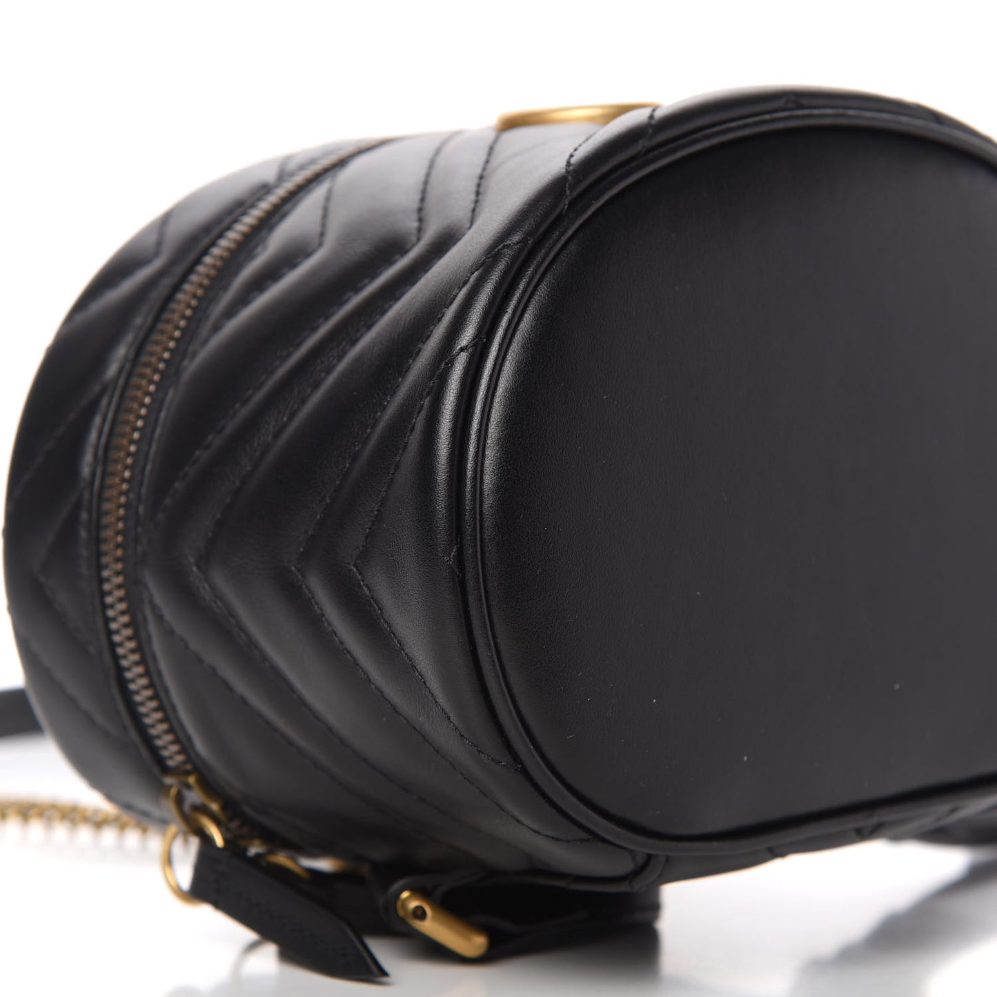 Calfskin Matelasse Mini GG Marmont Round Backpack Black