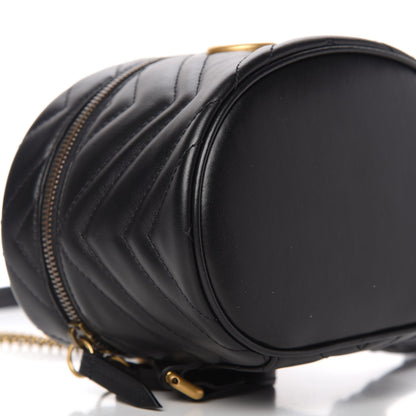 Gucci Calfskin Matelasse Mini GG Marmont Round Backpack Black 6 of 11