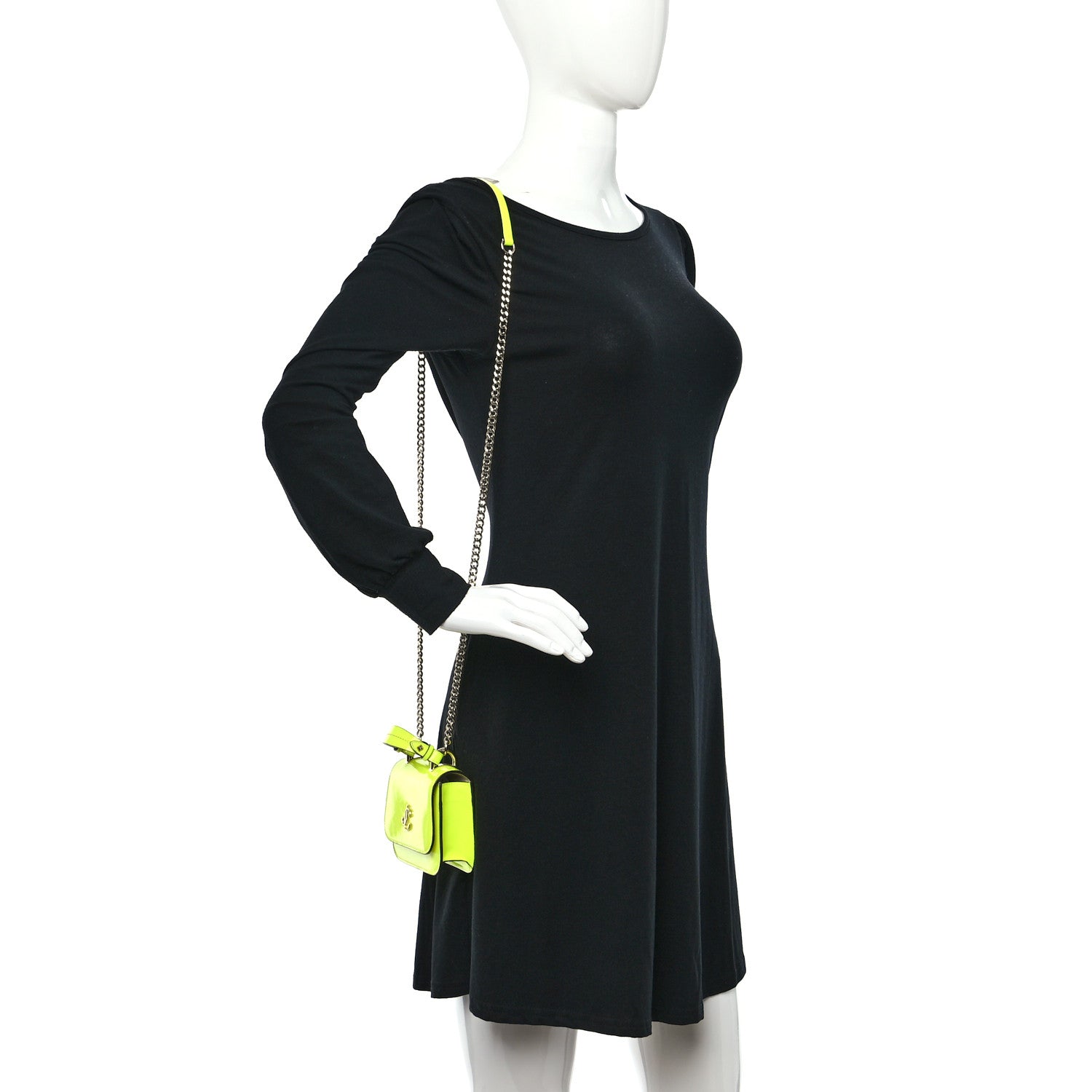 Jimmy Choo Patent Calfskin Micro Varenne Top Handle Satchel Neon Citron 2 of 10