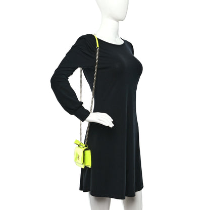 Jimmy Choo Patent Calfskin Micro Varenne Top Handle Satchel Neon Citron 2 of 10