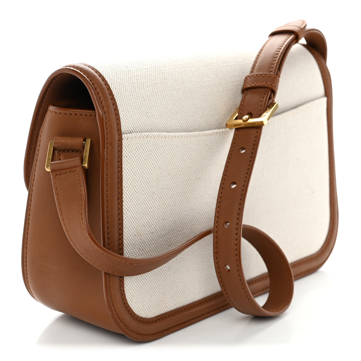 Saint Laurent Linen Calfskin Monogram Small Solferino Satchel Greggio Brick 3 of 10