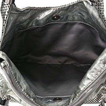 Chanel Metallic Glazed Calfskin Perforated Rodeo Drive Hobo Silver 5 of 9