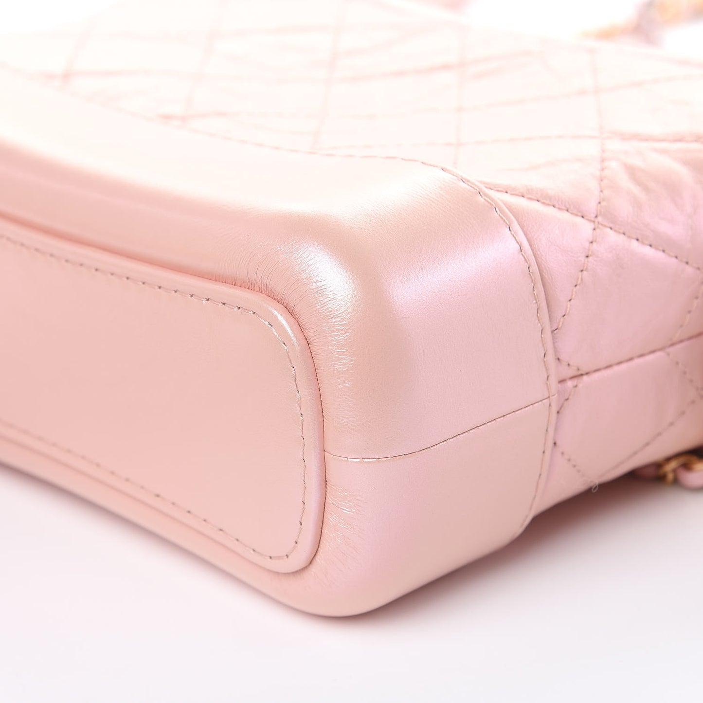 Iridescent Aged Calfskin Quilted Small Gabrielle Hobo Light Pink