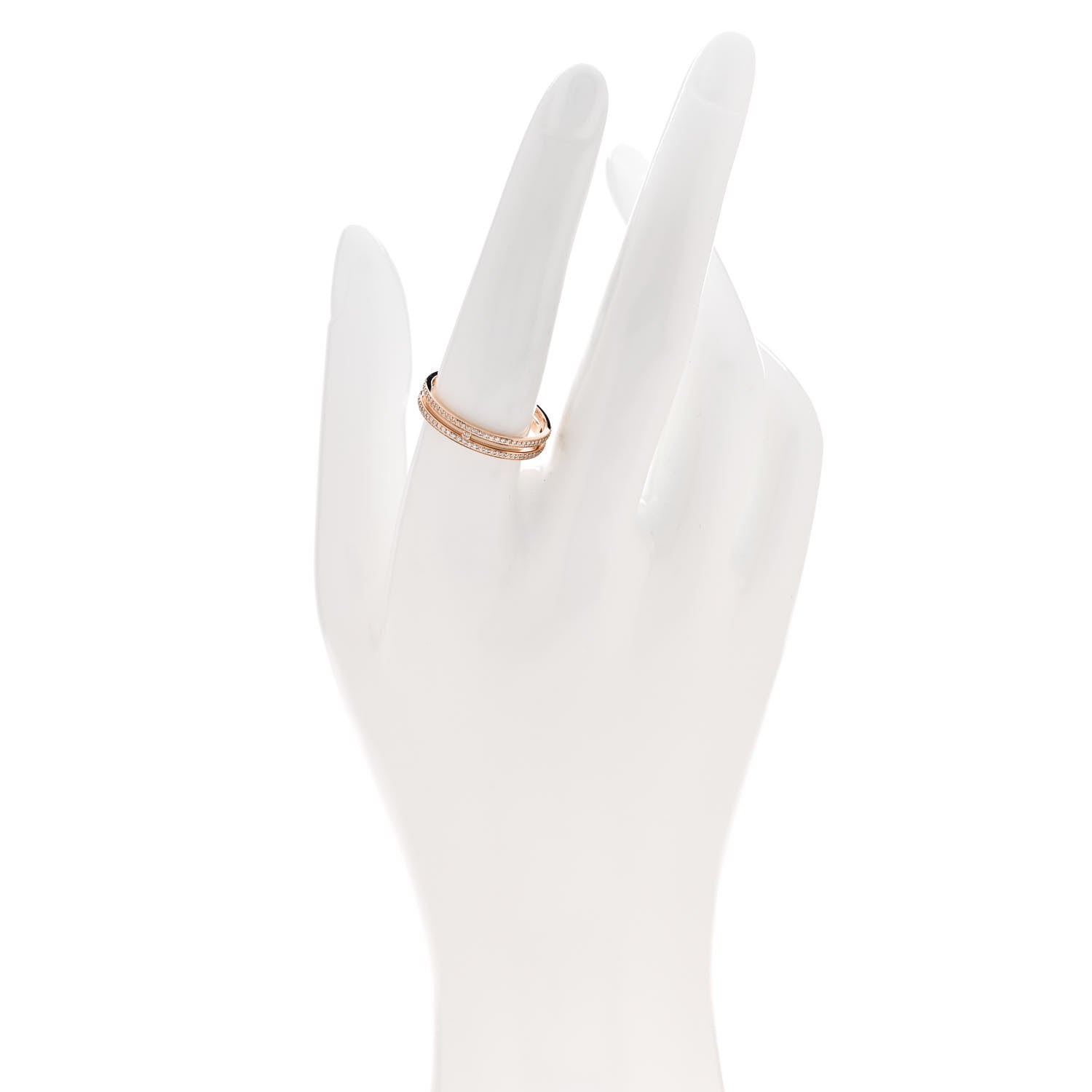 Hermes 18K Rose Gold Diamond Ariane Wedding Band Ring 58 8.5 2 of 5