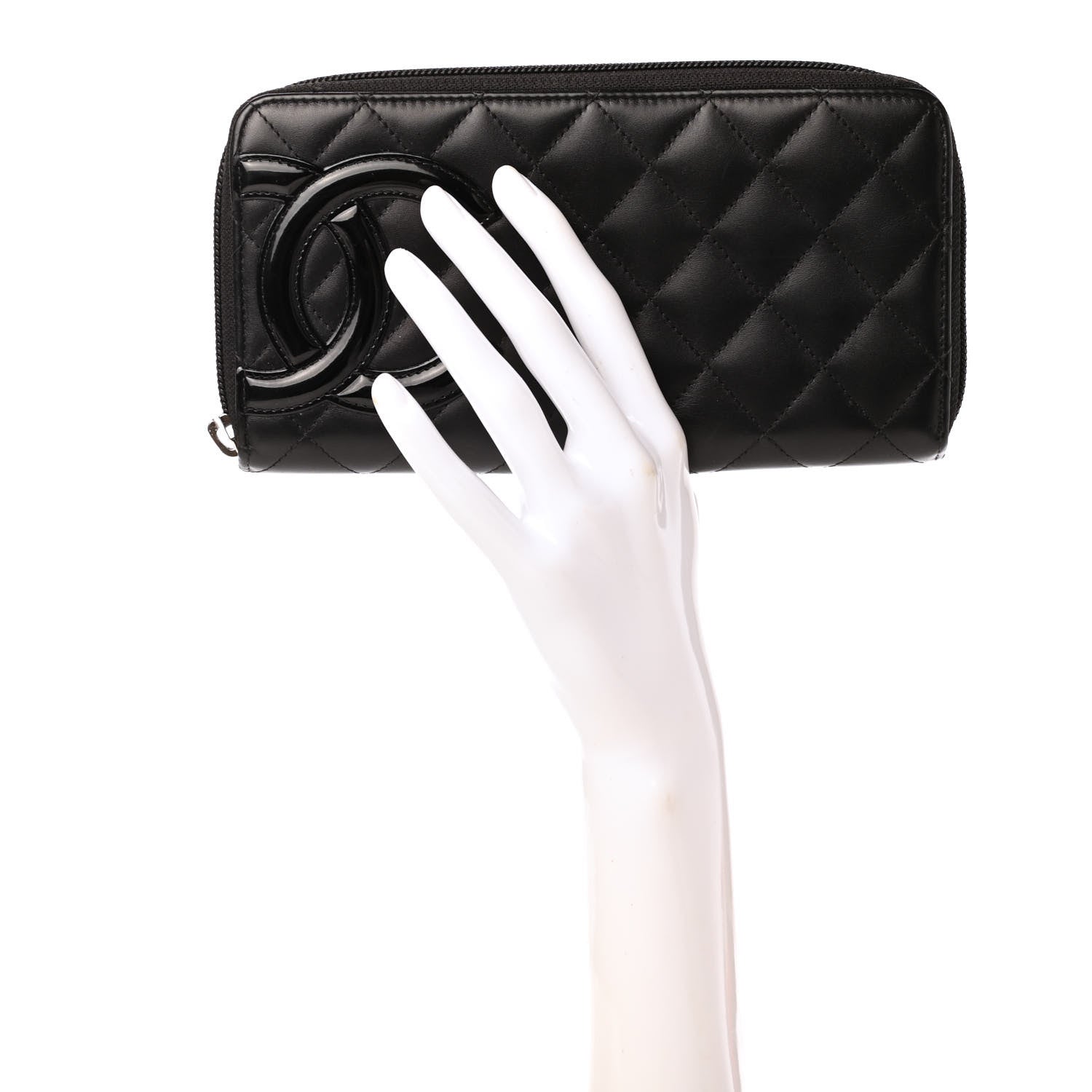 Chanel Calfskin Quilted Cambon Large Gusset Zip Around Wallet Black 2 of 9