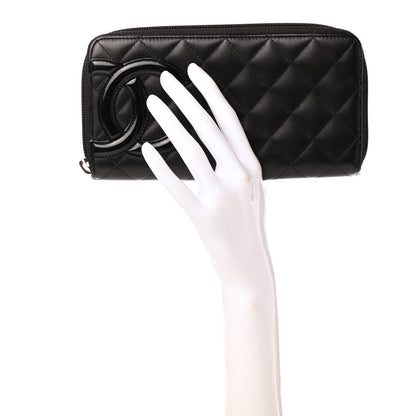 Chanel Calfskin Quilted Cambon Large Gusset Zip Around Wallet Black 2 of 9