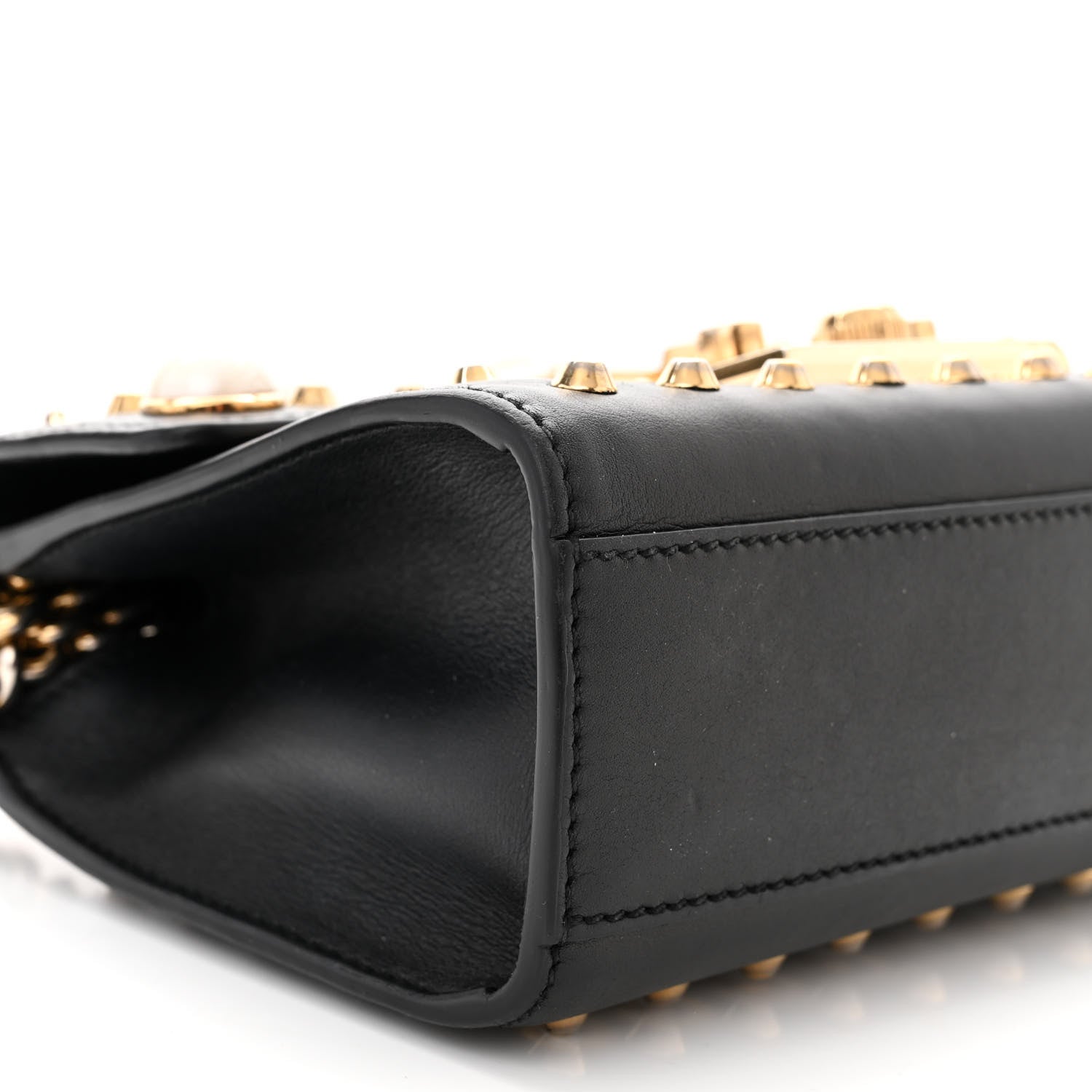 Gucci Calfskin Studded Small Padlock Shoulder Bag Black 9 of 11