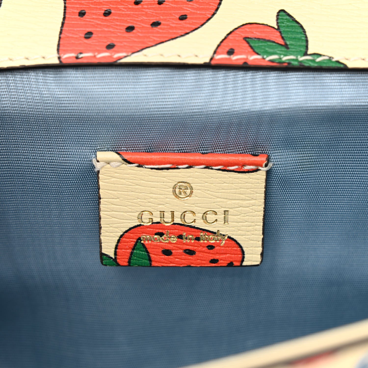 Gucci Calfskin Strawberry Print Mini Zumi Shoulder Bag Ivory Red