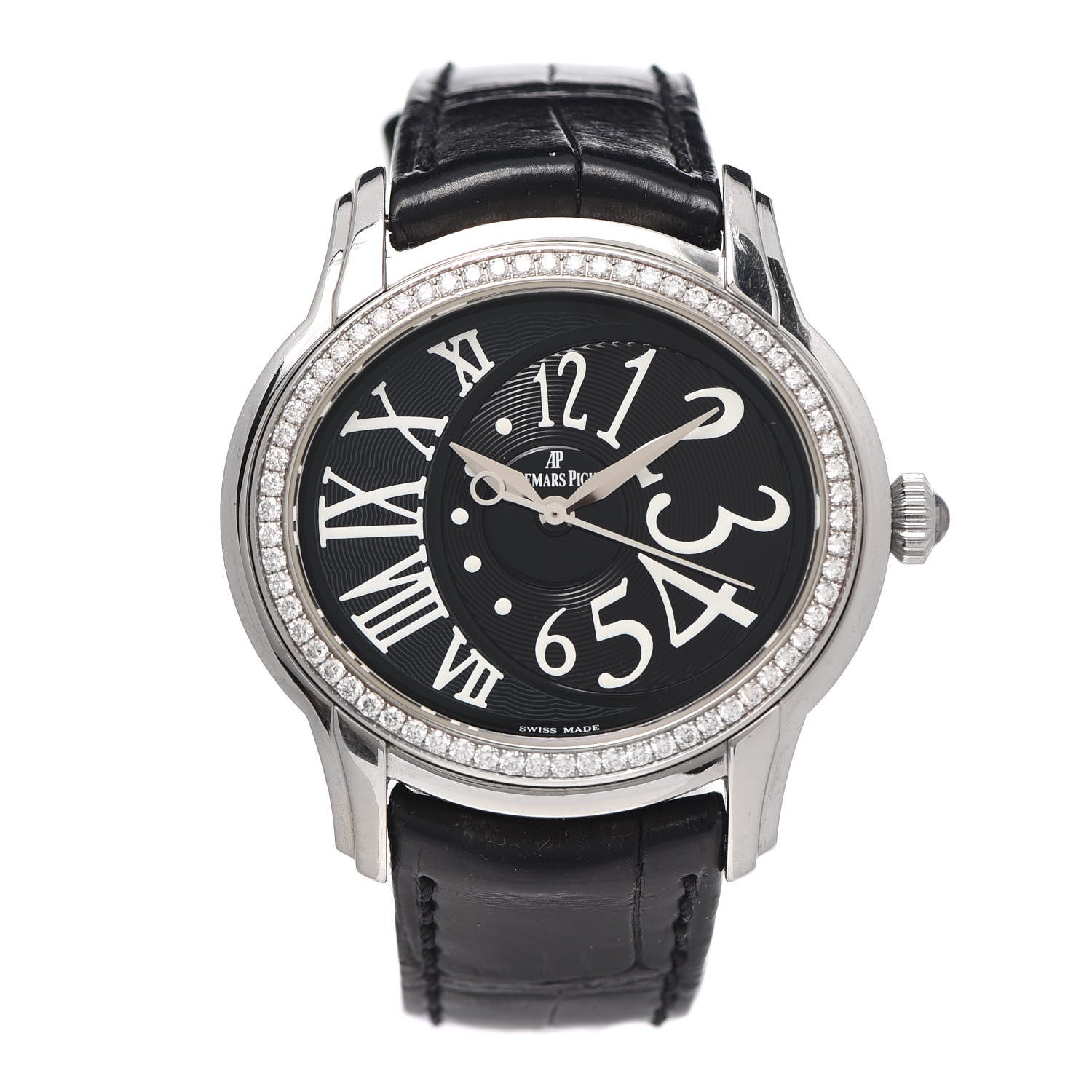 Audemars Piguet Stainless Steel Alligator Diamond 39.5mm Millenary Automatic Watch Black 77301ST.ZZ.D002CR.0 1 of 6