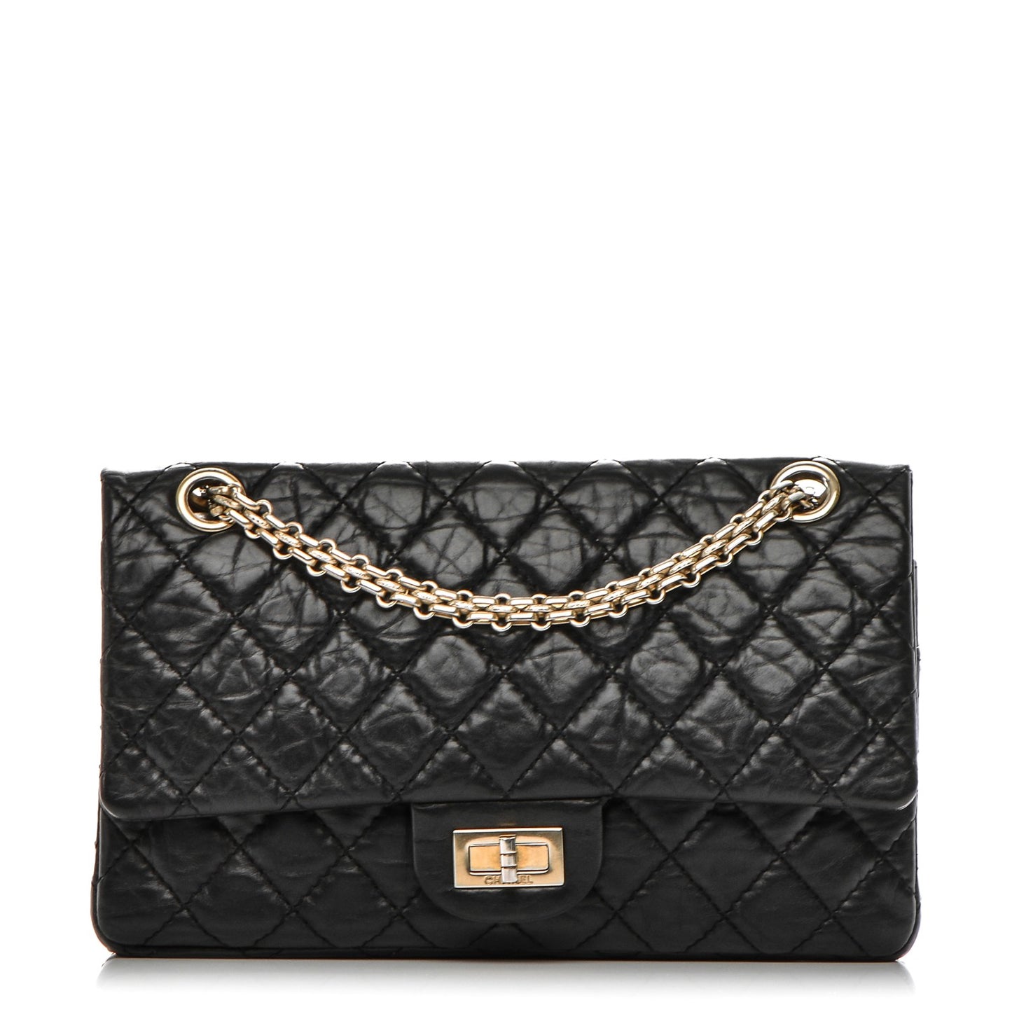 Aged Calfskin Quilted 2.55 Reissue 225 Flap Black