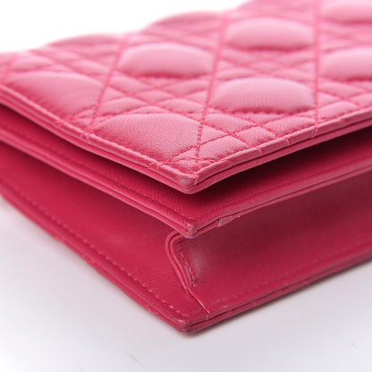 Christian Dior Lambskin Cannage Rendezvous Chain Wallet Pink 8 of 14