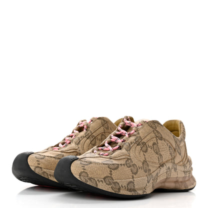 Gucci Ultralight Plume Calfskin Monogram Printed Womens Gucci Run Sneakers 37.5 Beige Ebony 3 of 8