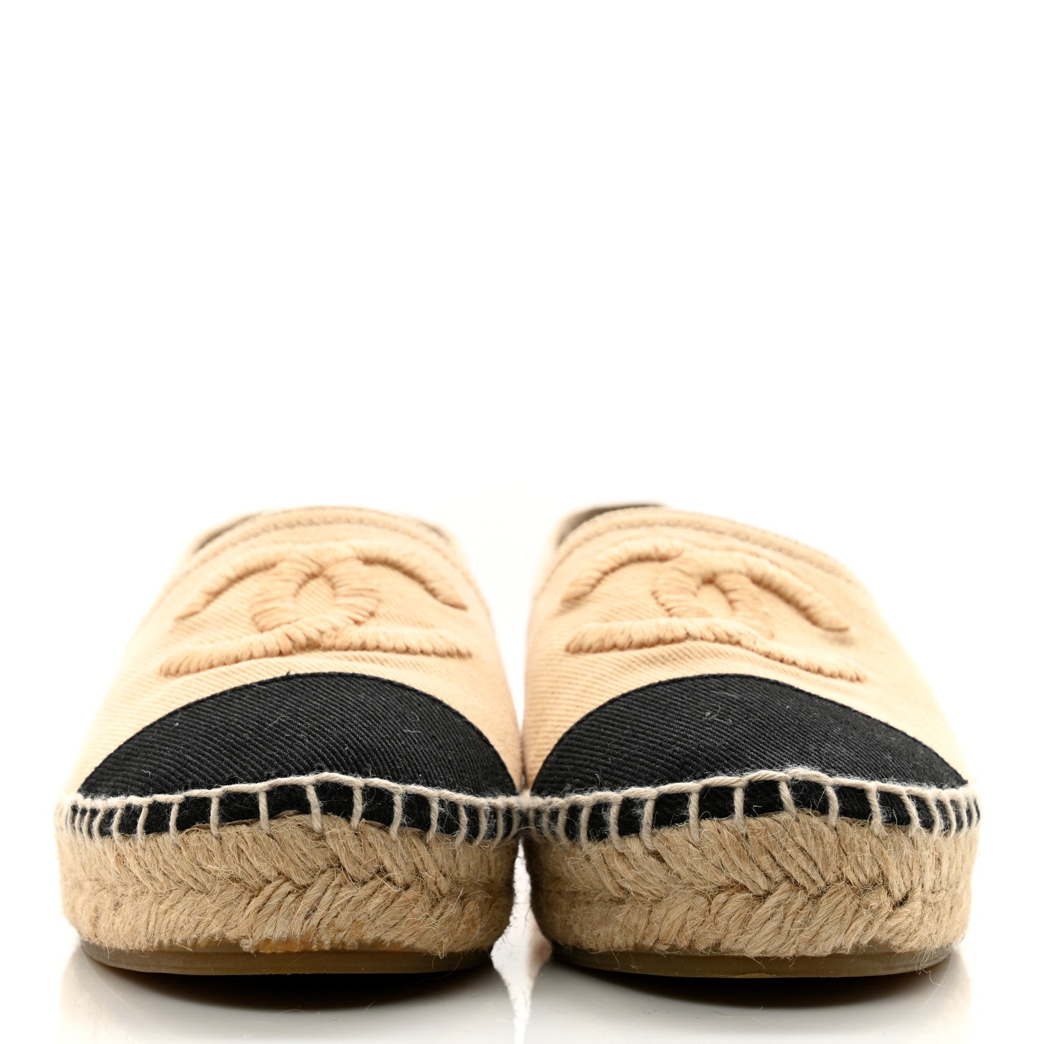 Chanel Denim CC Espadrilles 35 Beige Black 2 of 9