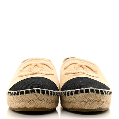 Chanel Denim CC Espadrilles 35 Beige Black 2 of 9