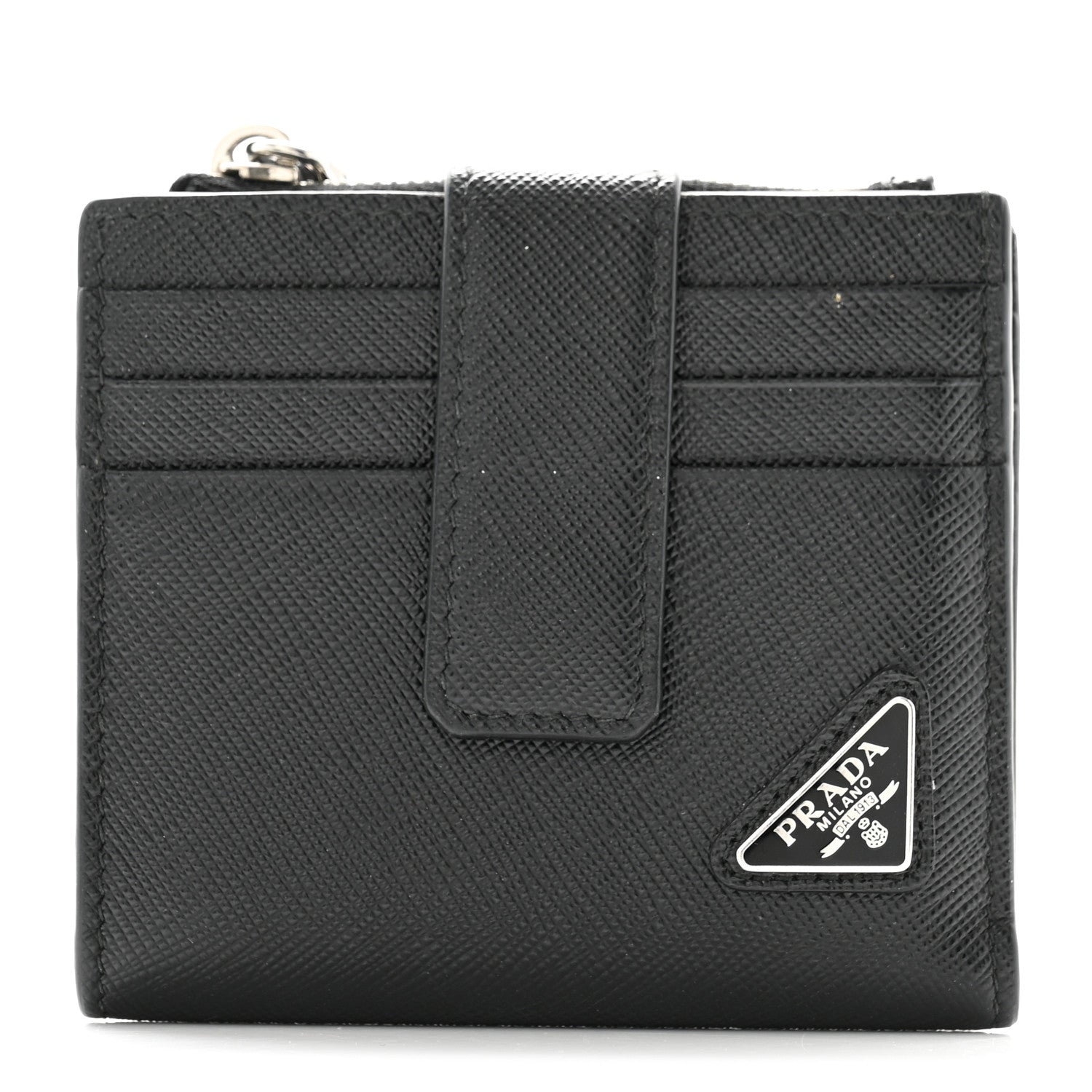 Prada Saffiano Small Triangle Wallet Black 1 of 9