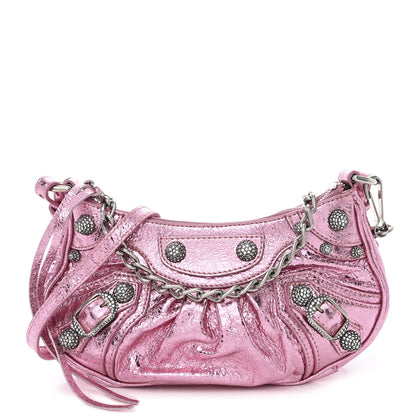 Balenciaga Metallic Agneau Arena Crystal Le Cagole Mini Purse With Chain Met Pink 1 of 11