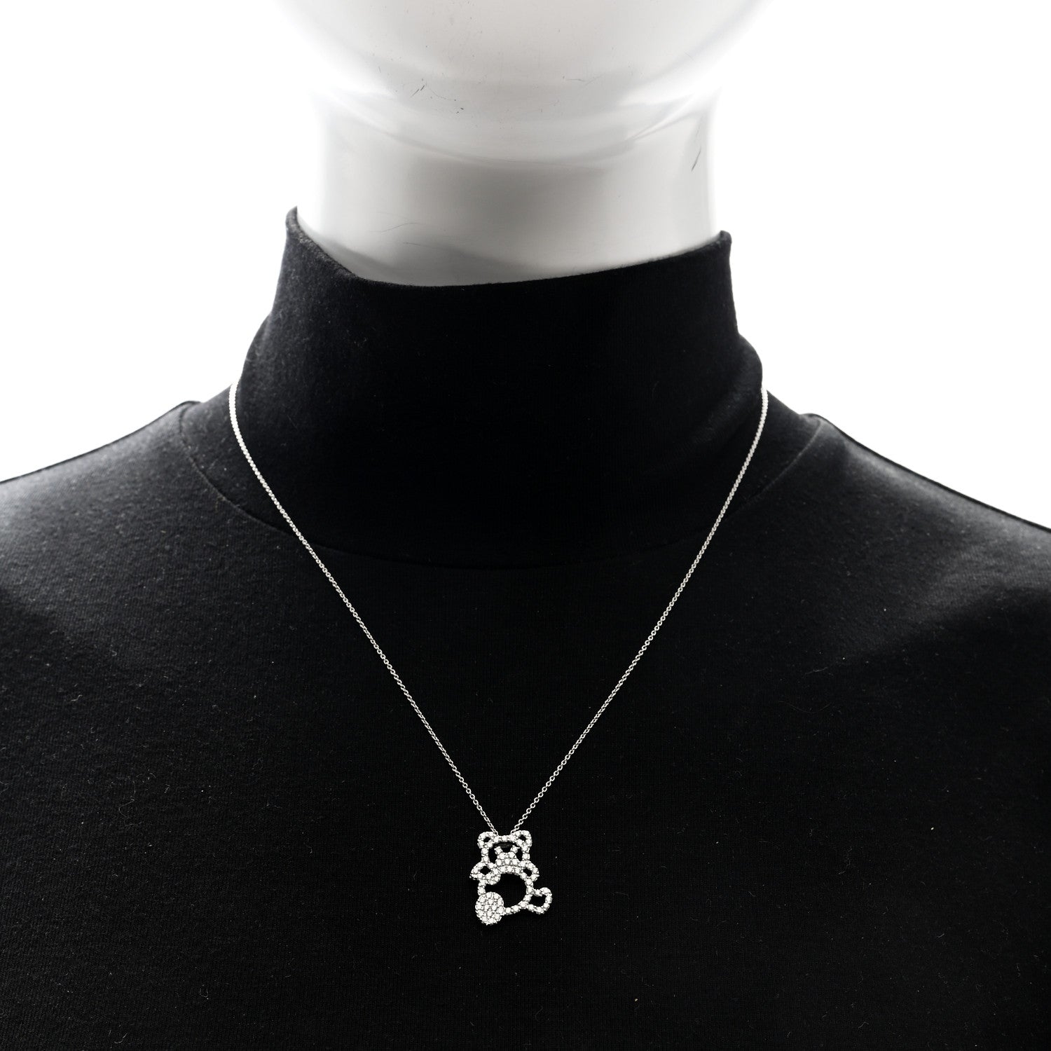 Roberto Coin 18K White Gold Diamond Teddy Bear Pendant Necklace 2 of 4