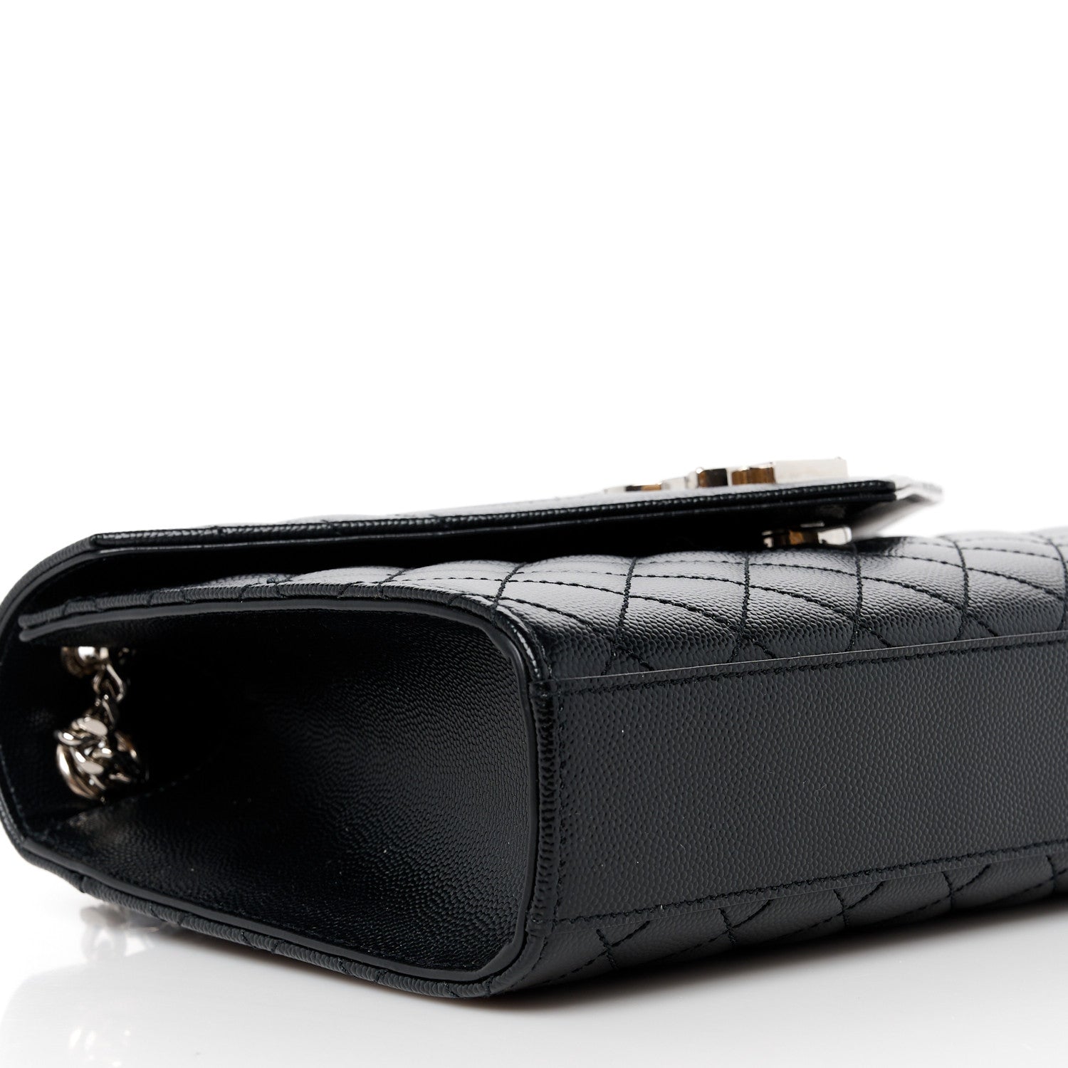 Saint Laurent Grain De Poudre Textured Mixed Matelasse Triquilt Medium Monogram Satchel Black 10 of 12
