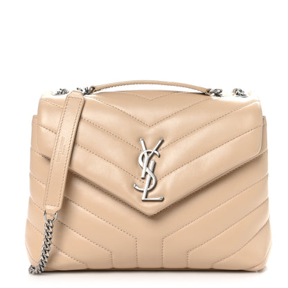 Saint Laurent Calfskin Y Quilted Monogram Small Loulou Chain Satchel Dark Beige 1 of 10