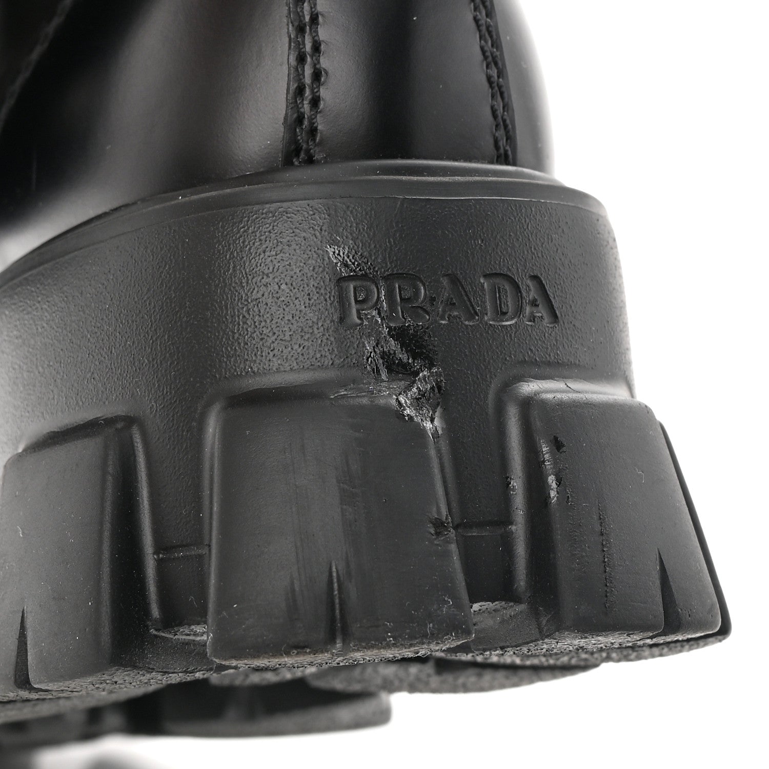 Prada Spazzolato Rois Re-Nylon Metal Triangle Logo Mens Monolith Pouch Pocket 60mm Combat Boots 7 Black 4 of 13